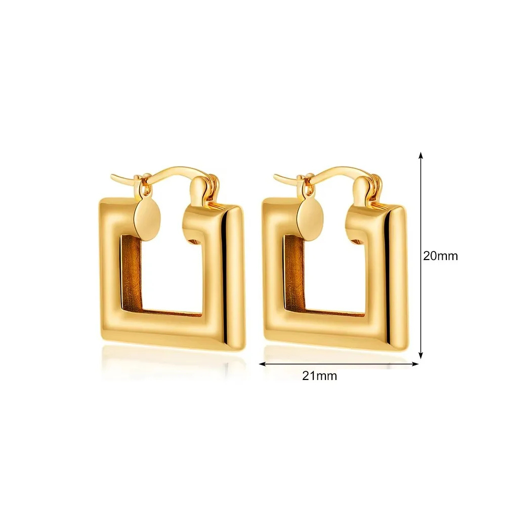 Boucles d'Oreilles Or Carrées doré
