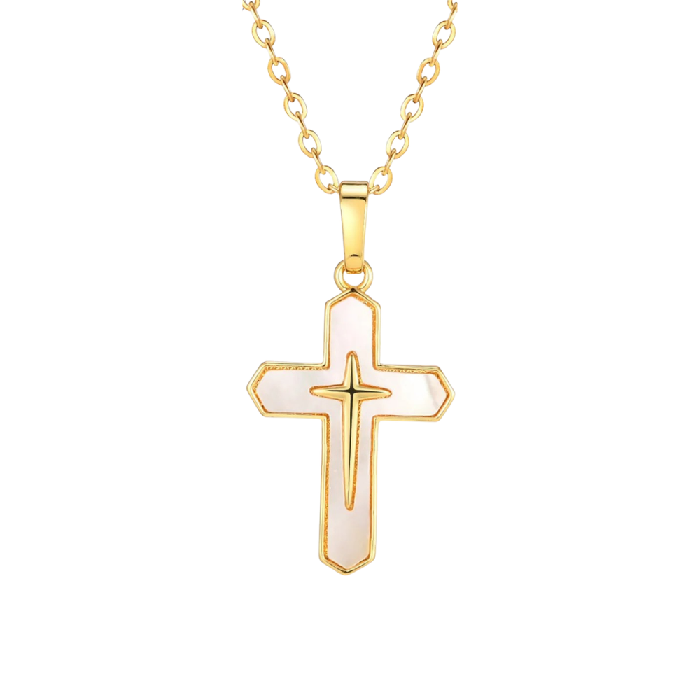 Collier Croix Nacre Femme or