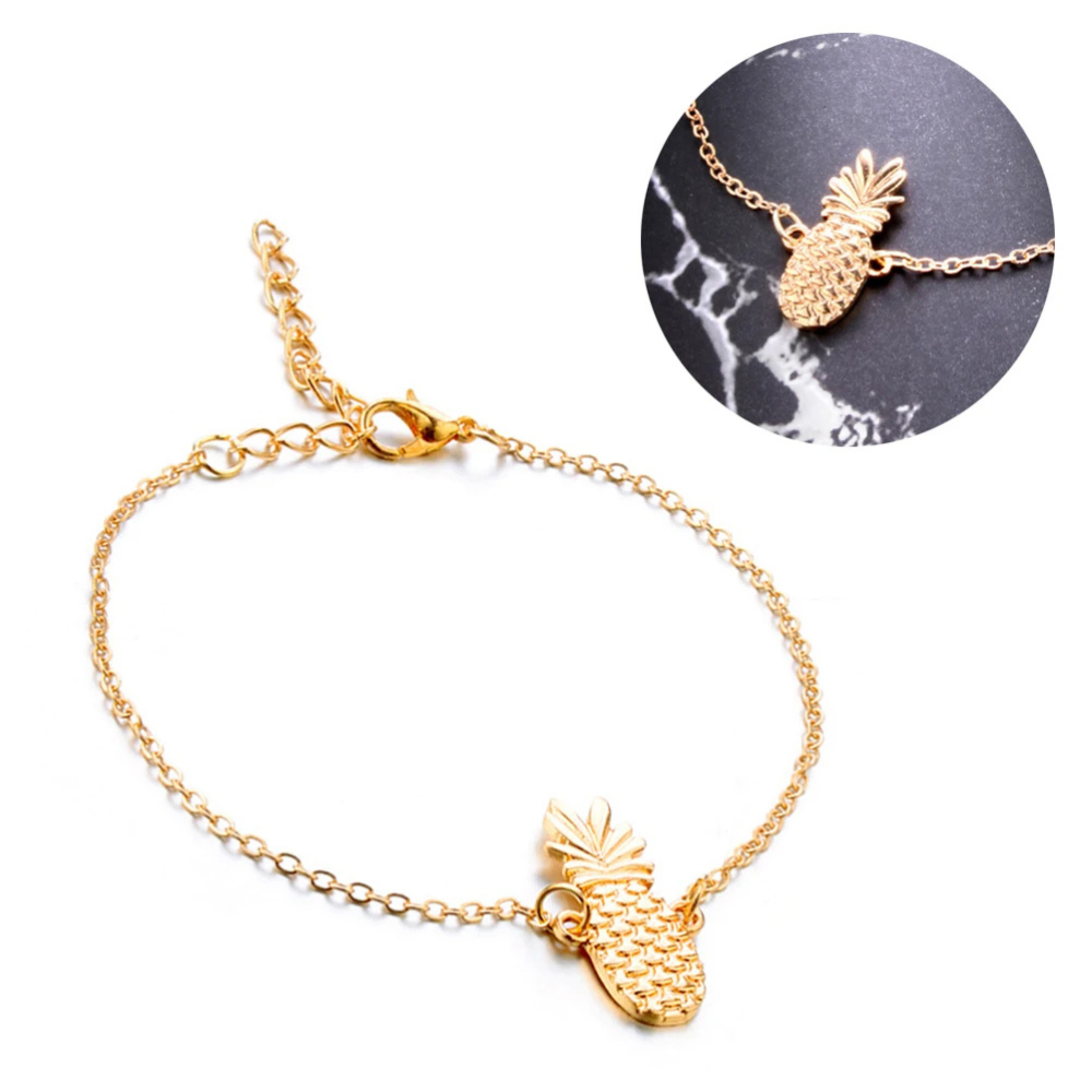 Bracelet Cheville Ananas Femme doré