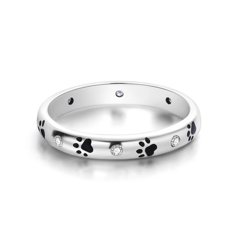 Bague Patte de Chien Diamants Argent charme