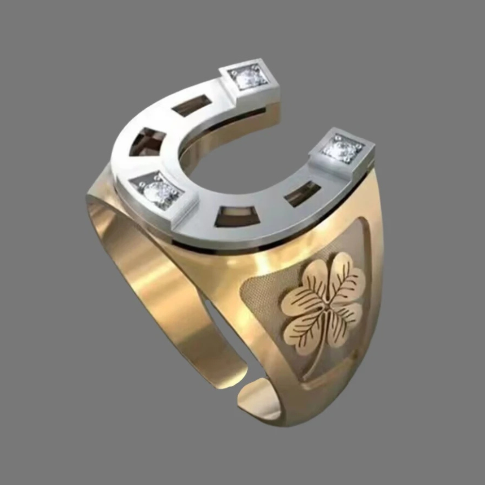 Bague Fer à Cheval Trèfle homme