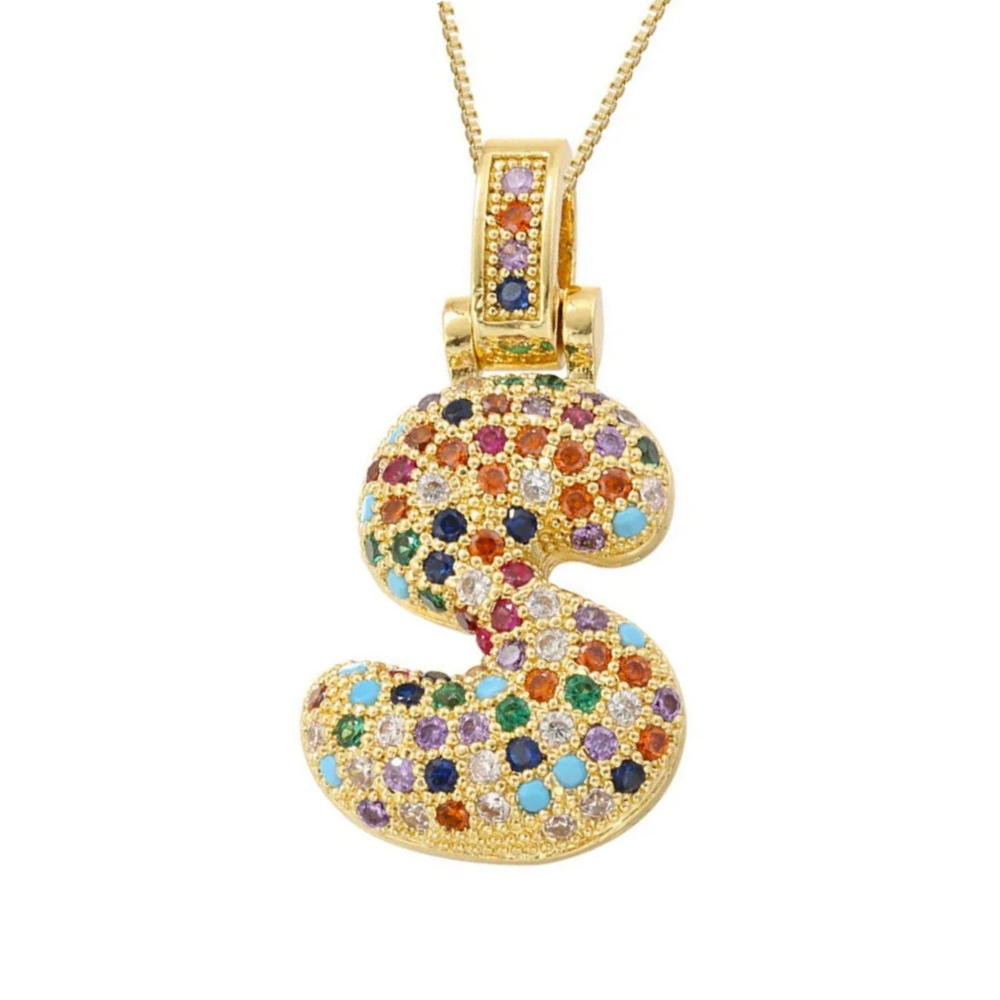 Collier Lettre Bubble Couleur s