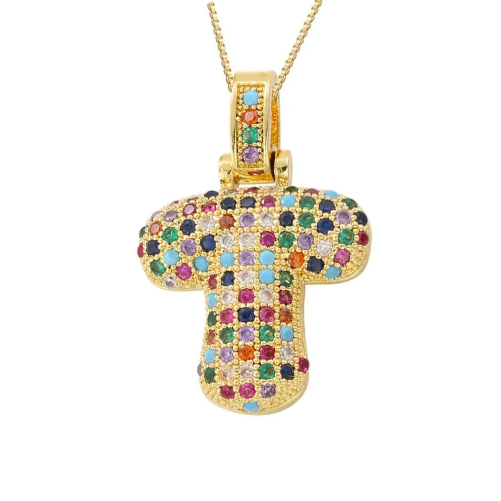 Collier Lettre Bubble Couleur t