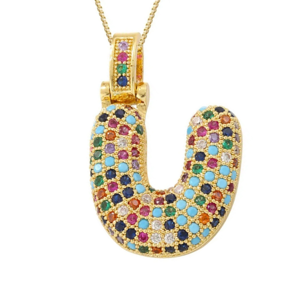 Collier Lettre Bubble Couleur u
