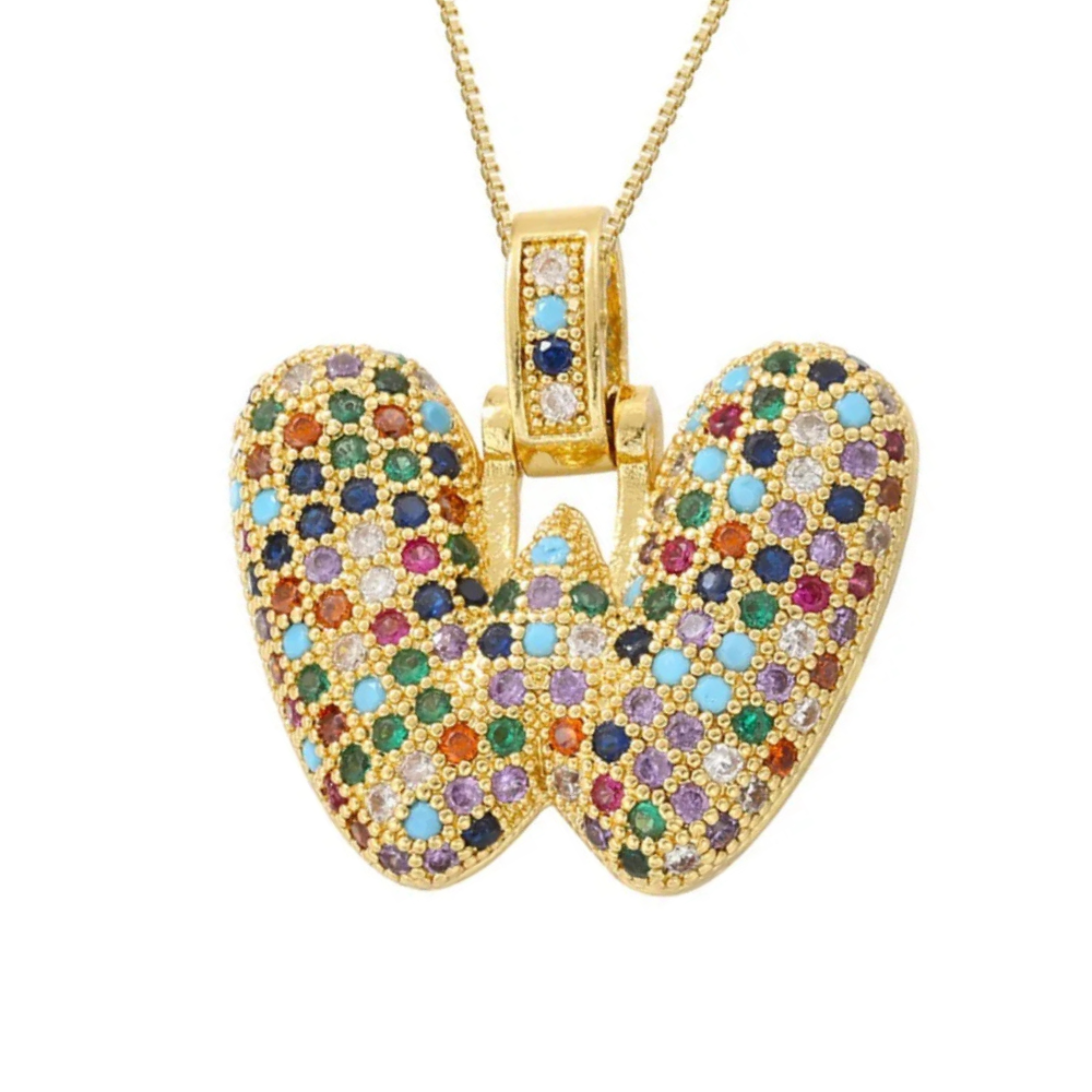 Collier Lettre Bubble Couleur w