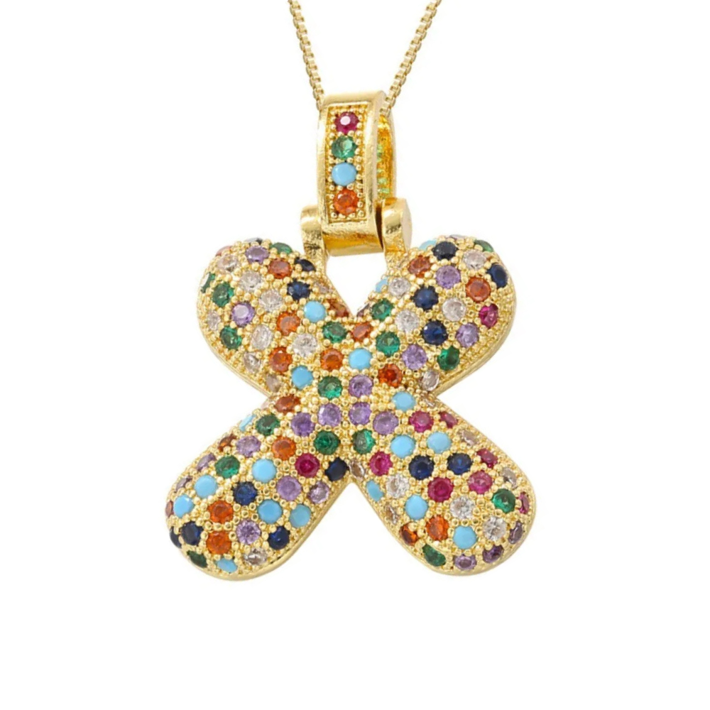 Collier Lettre Bubble Couleur x