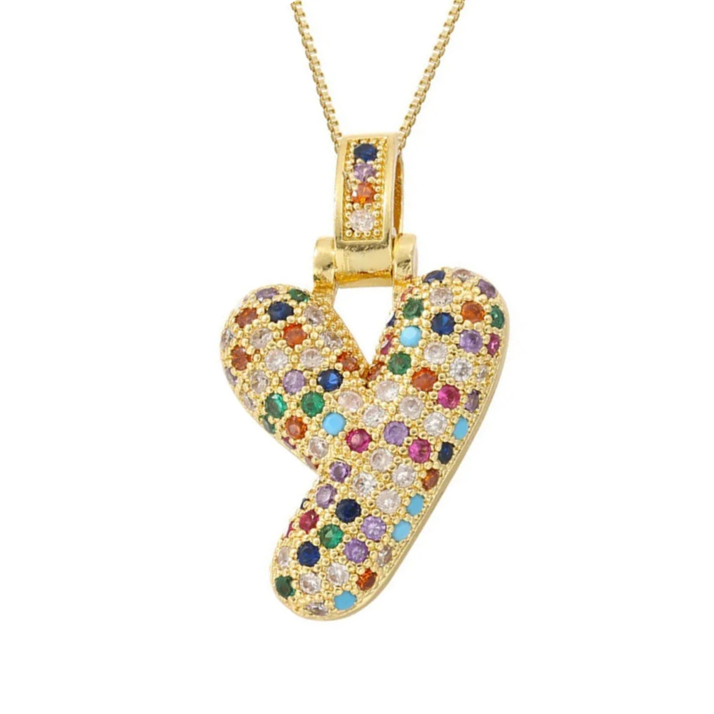 Collier Lettre Bubble Couleur y