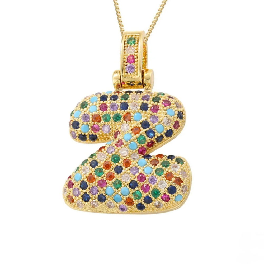 Collier Lettre Bubble Couleur z