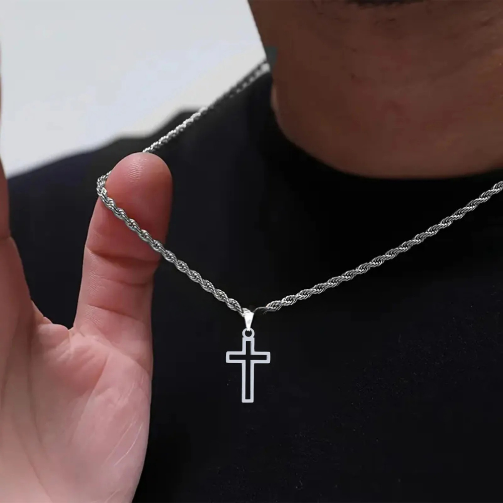 Collier Croix Ajourée Homme argent