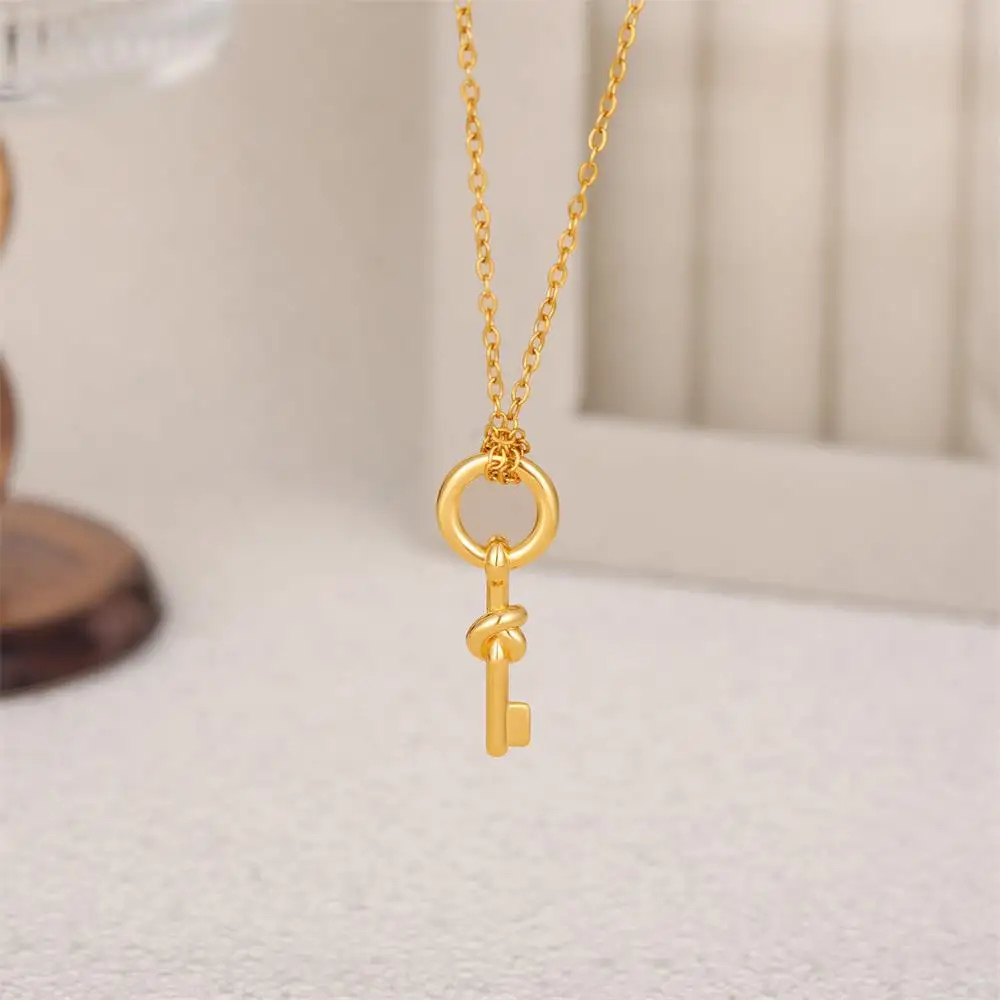 Collier Clé Nœud acier inox