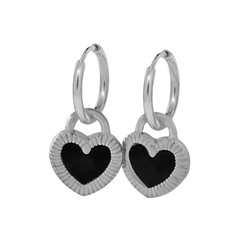 Boucles d'Oreilles Coeur Noir