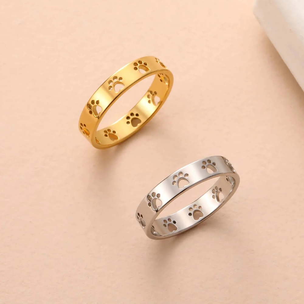 Bague Anneau Patte de Chien acier