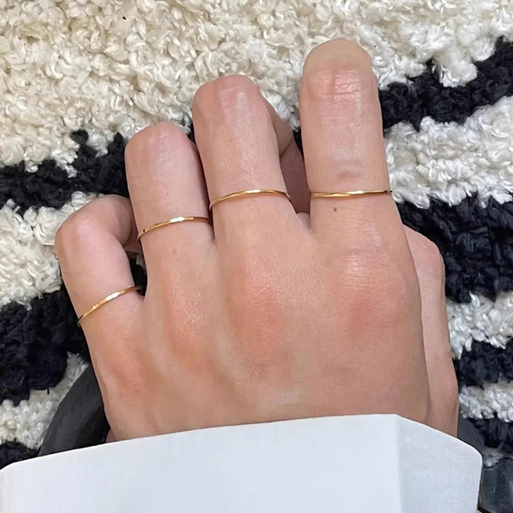 Bague Anneau Fin Or doré