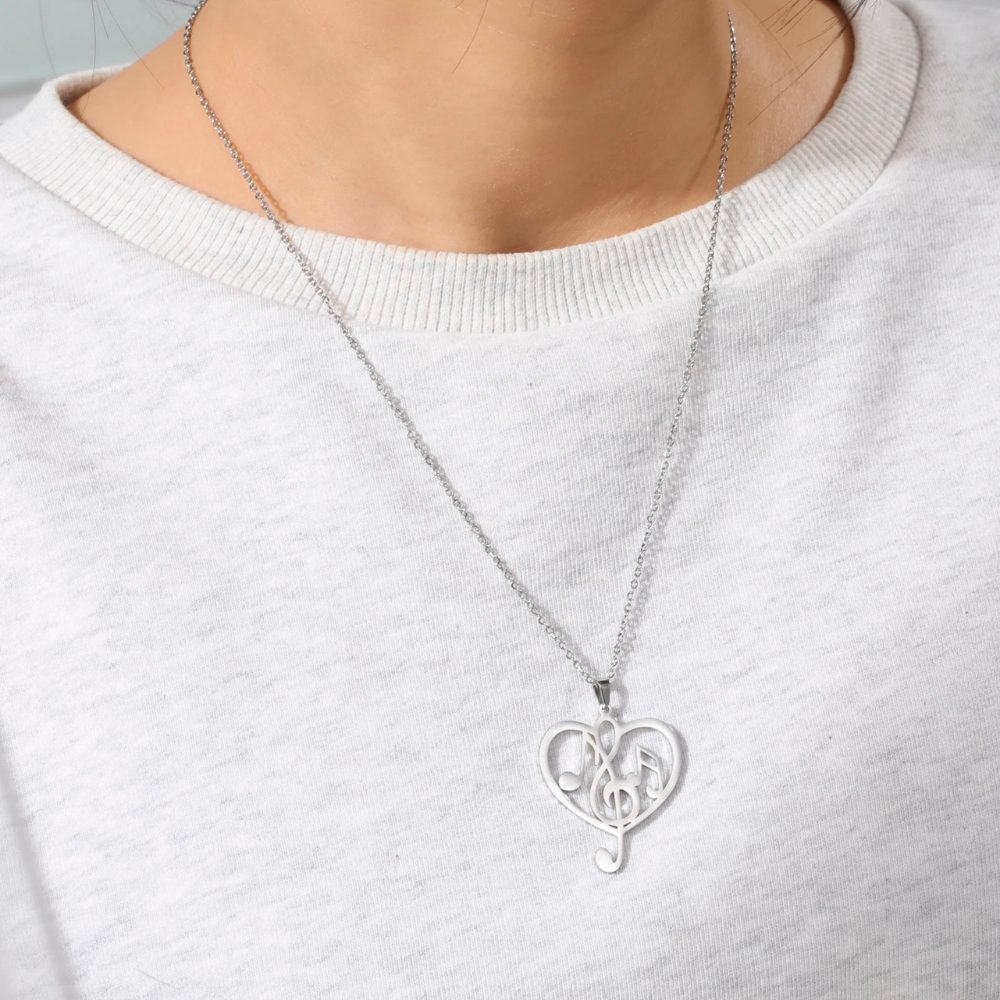 Collier Coeur Musique argent