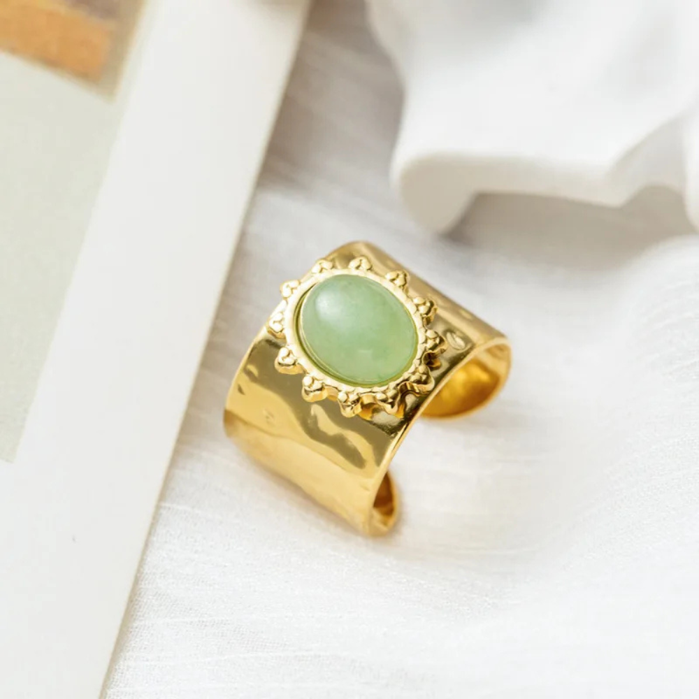 Bague or Pierre Vert d'Eau