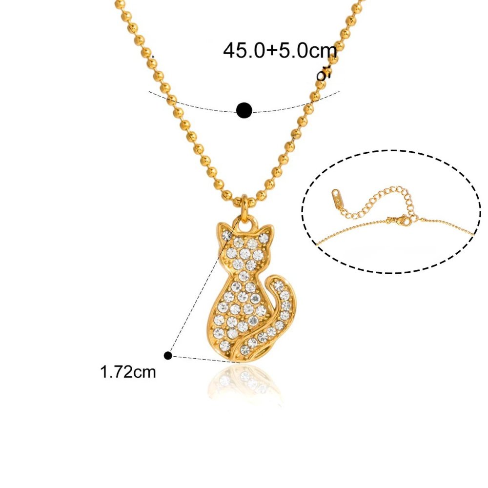 Collier Chat Strass doré