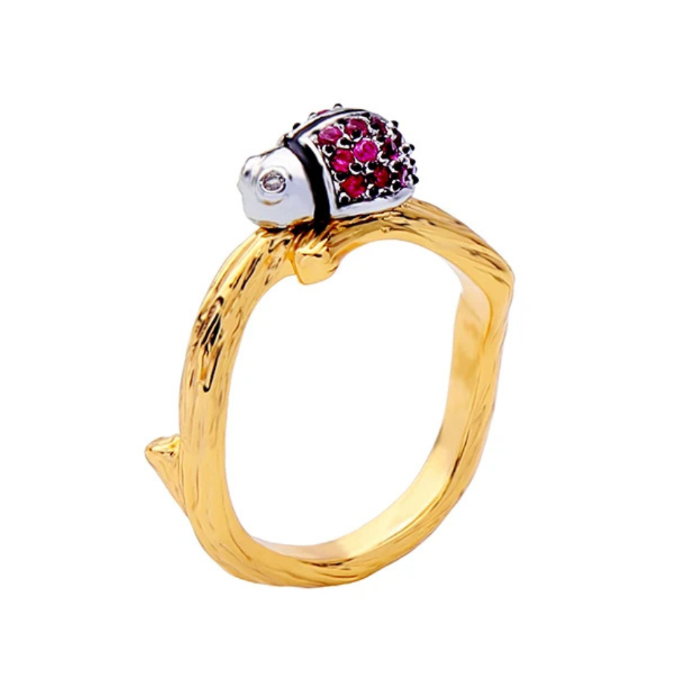 Bague Coccinelle Or et Rose