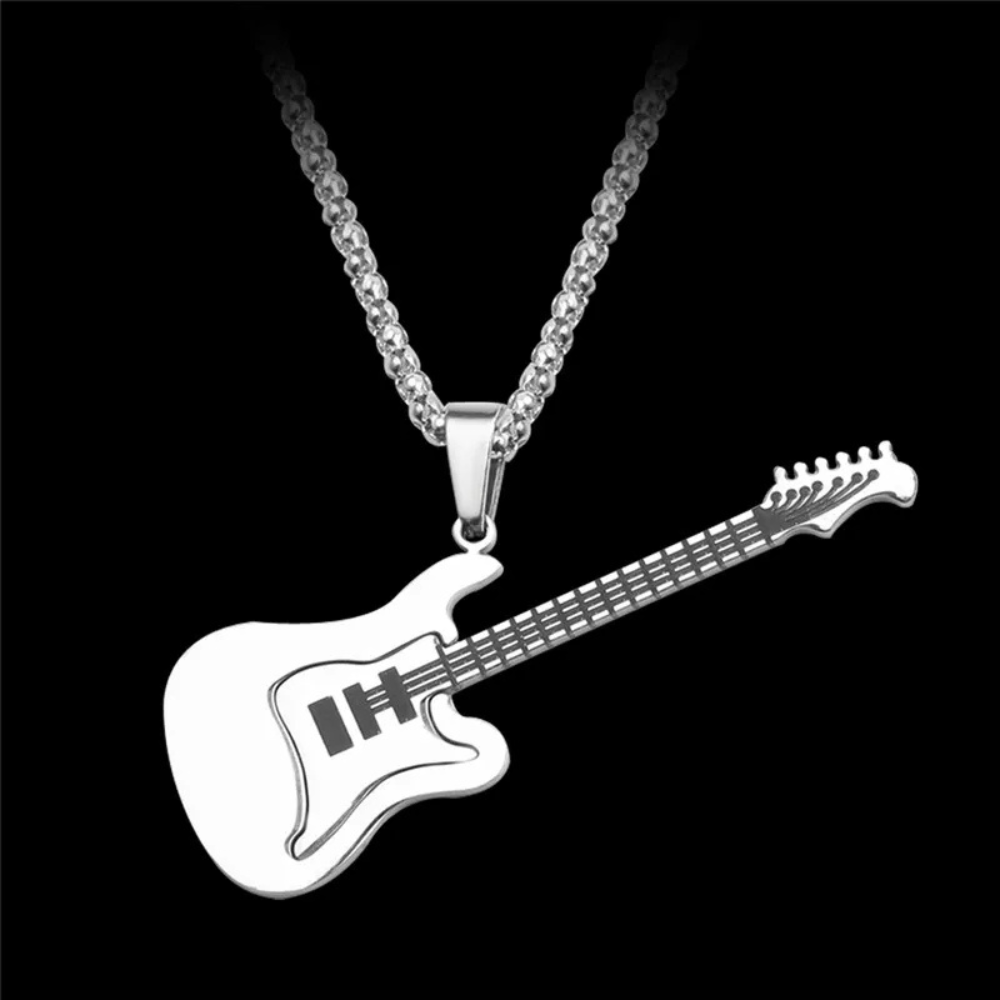 Collier avec Guitare argent