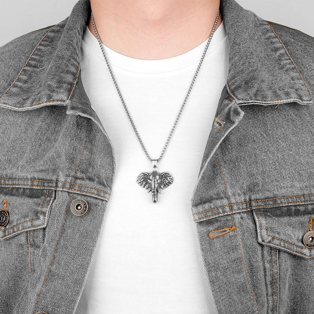 Collier Éléphant Homme acier