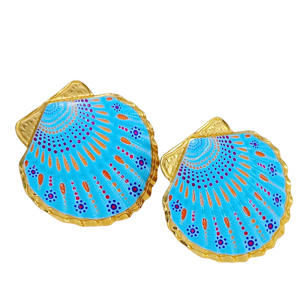 Boucles d'Oreilles Coquillage Bleus