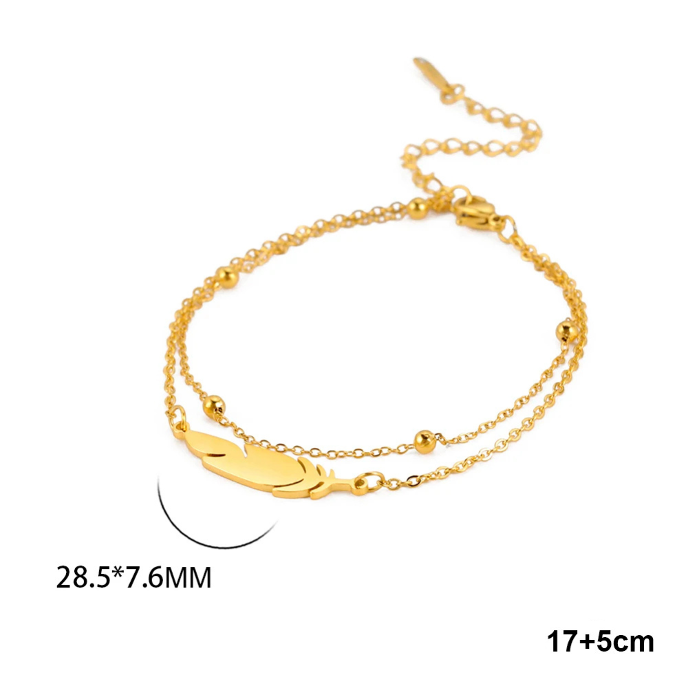 Bracelet Plume Femme acier doré