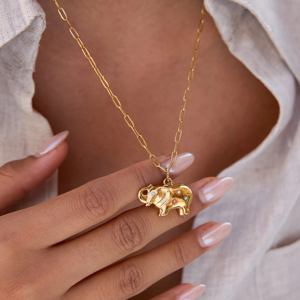 Collier Éléphant diamant femme