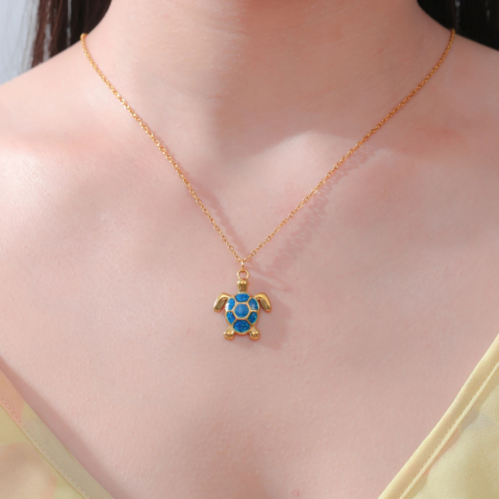 Collier Tortue Bleue femme