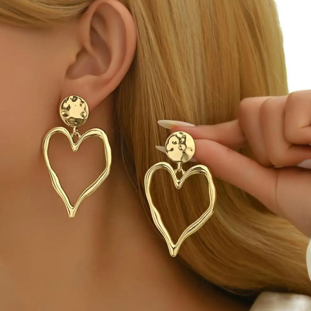 Boucles d'Oreilles Coeur Femme Dorées or