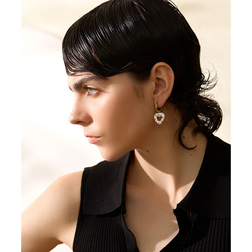 Boucles d'Oreilles Coeur Fashion blanche