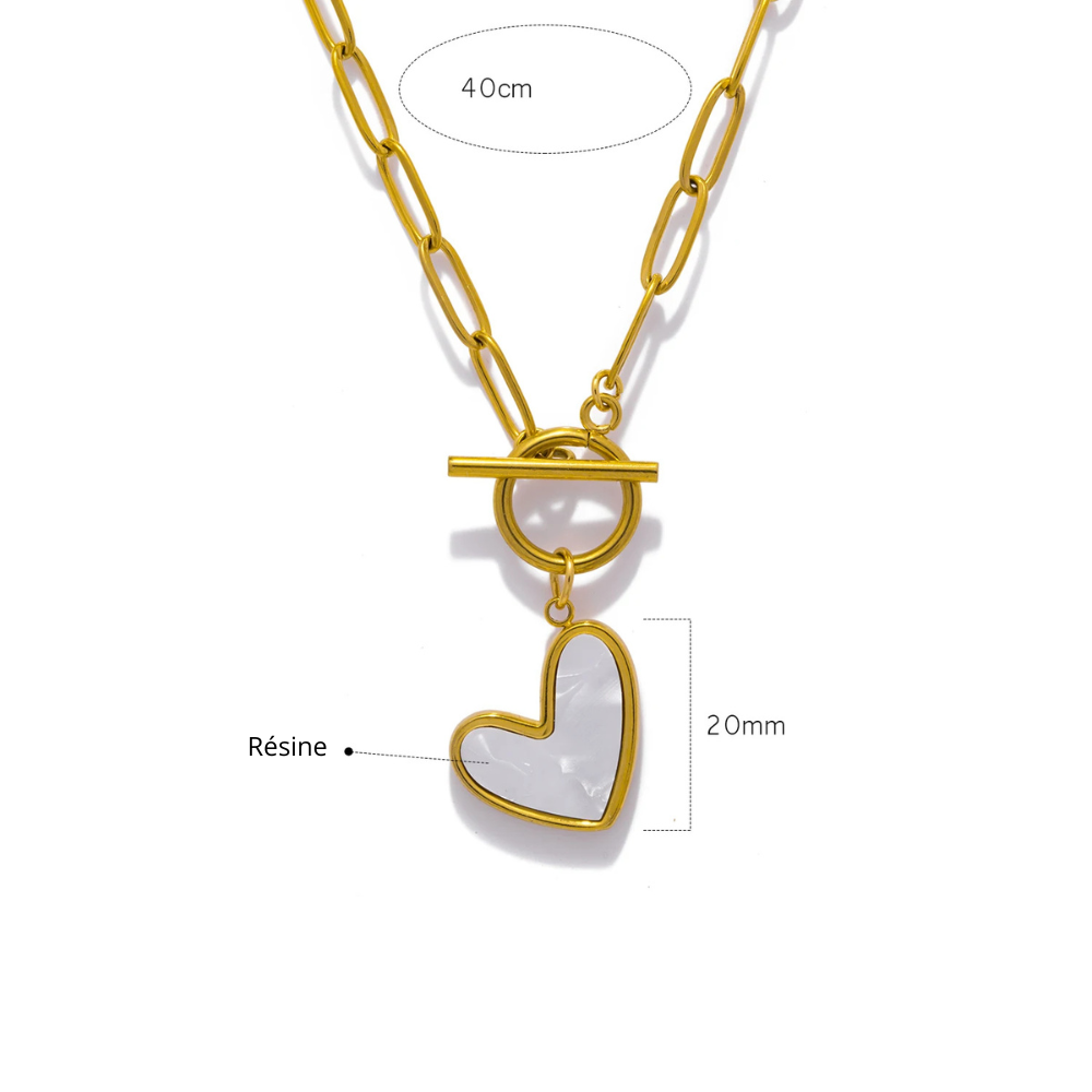 Collier Coeur Nacre or