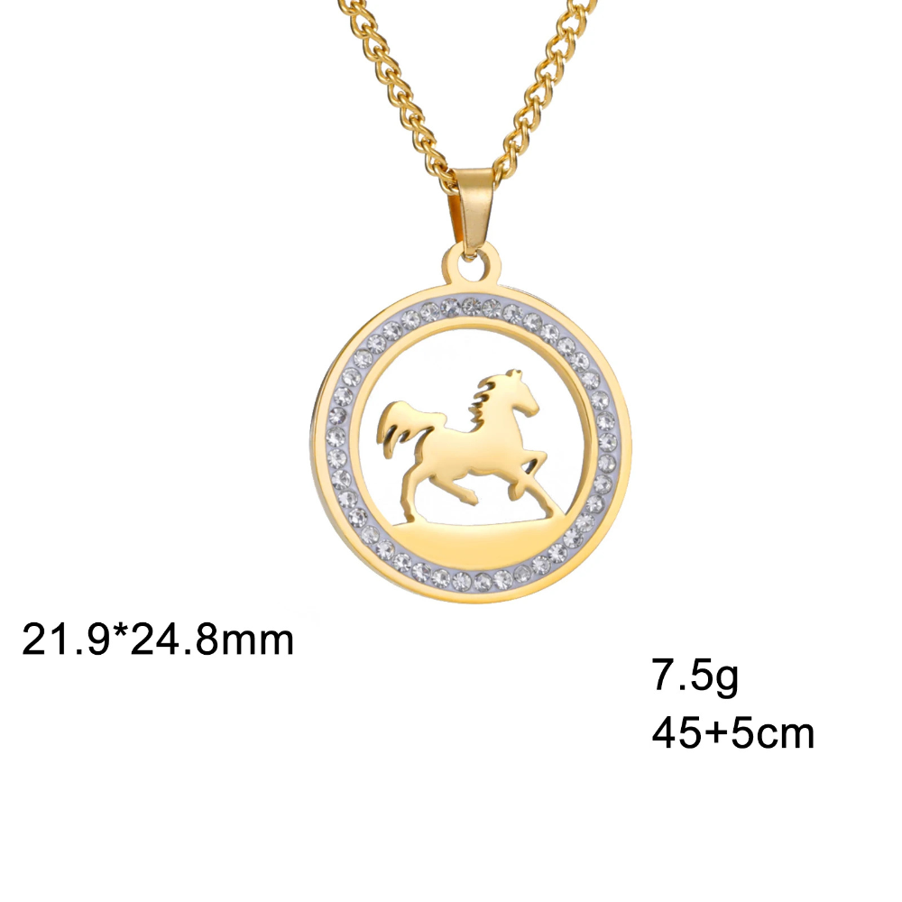 Collier Cheval Strass doré