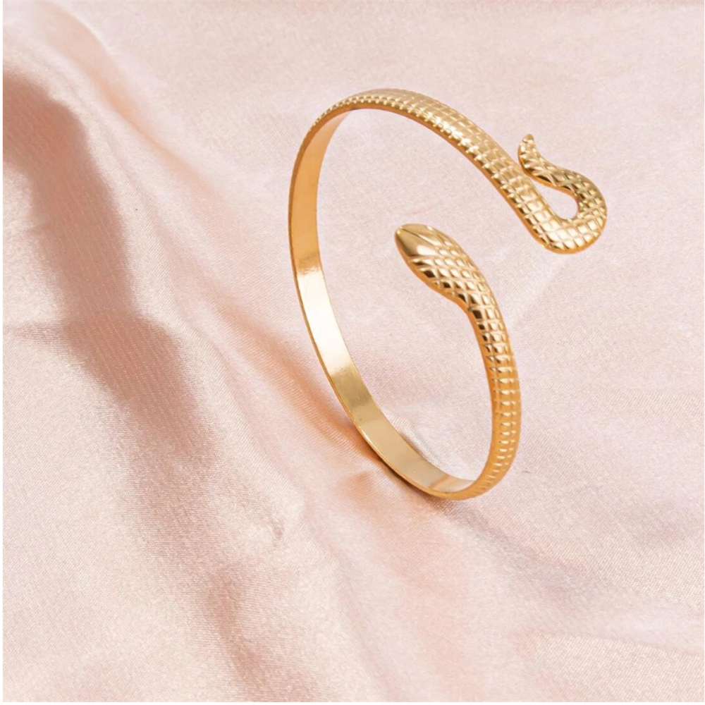 Jonc Serpent Femme doré acier