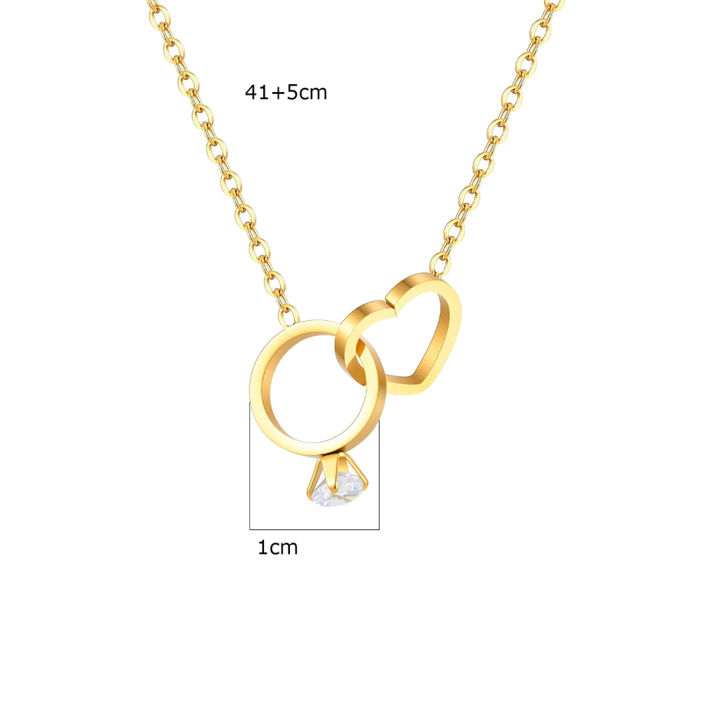 Collier Coeur et Bague Fiançailles or