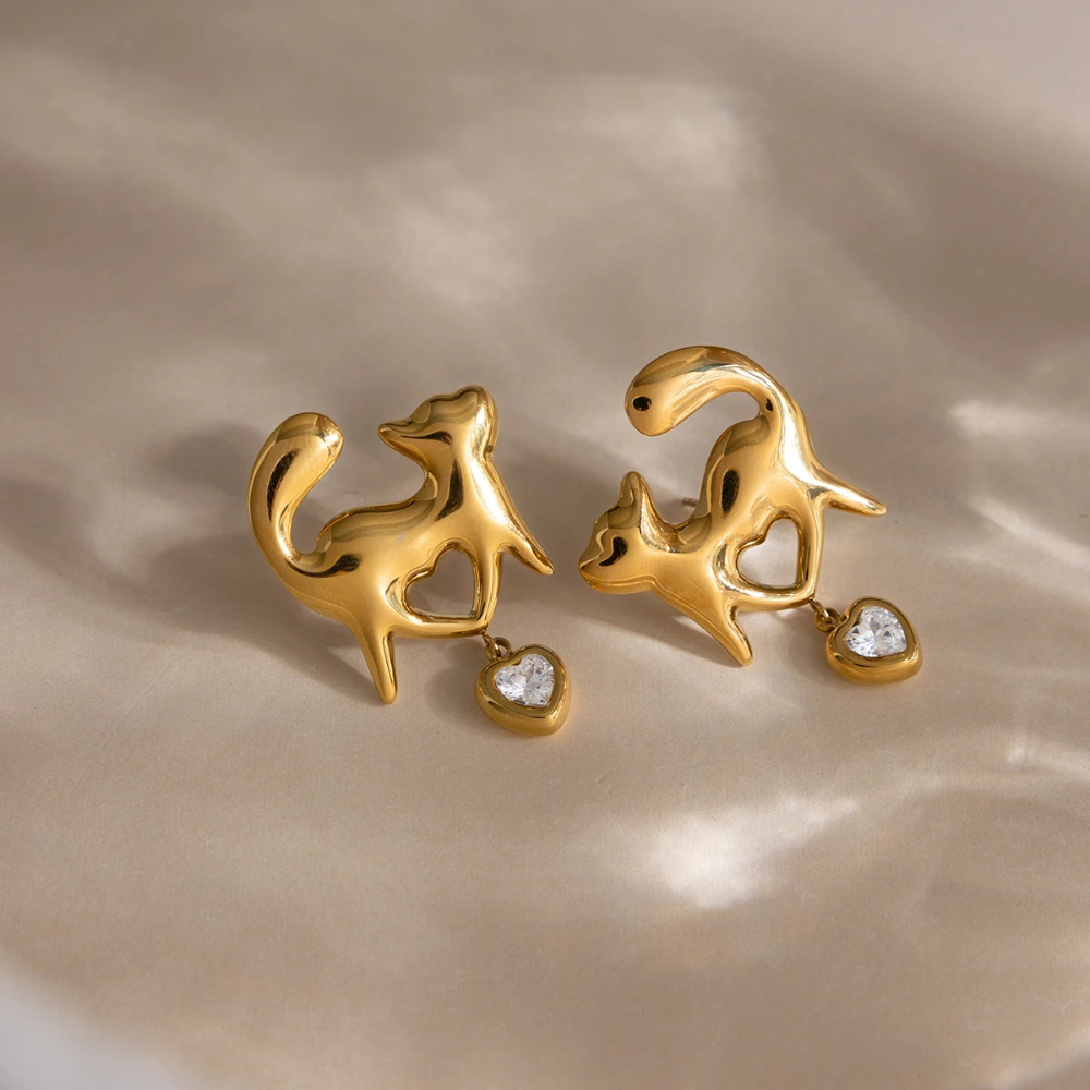 Boucles d'Oreilles Chat Amour femme