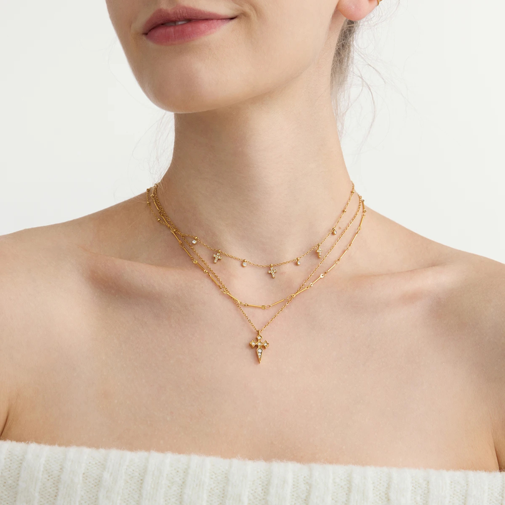 Collier Croix Pointue Femme or