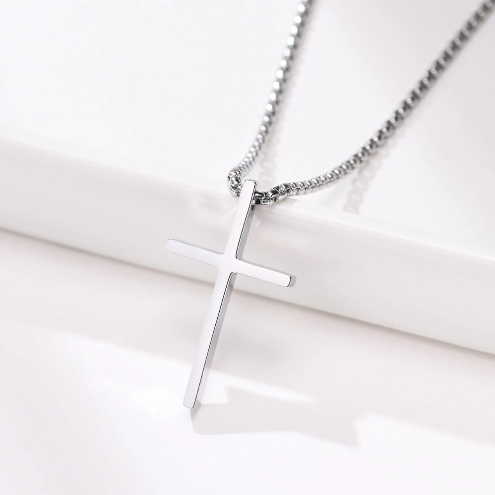 Collier Croix Homme  acier pendentif
