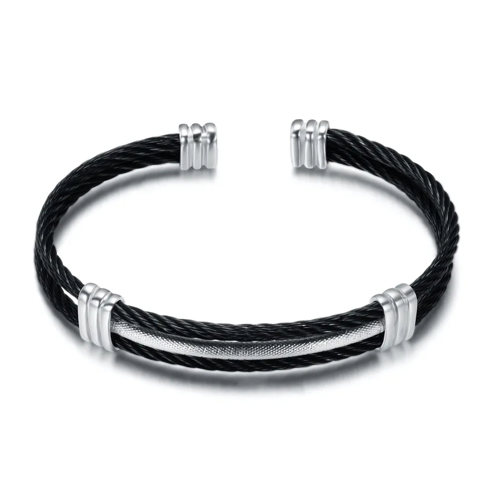 Bracelet Homme Cable Acier noir