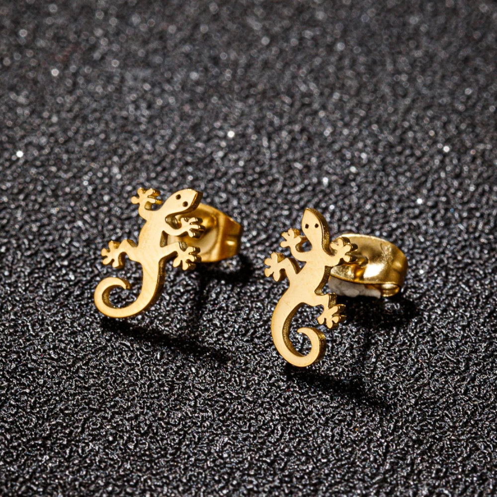 Boucles d'Oreilles Petit Lézard or