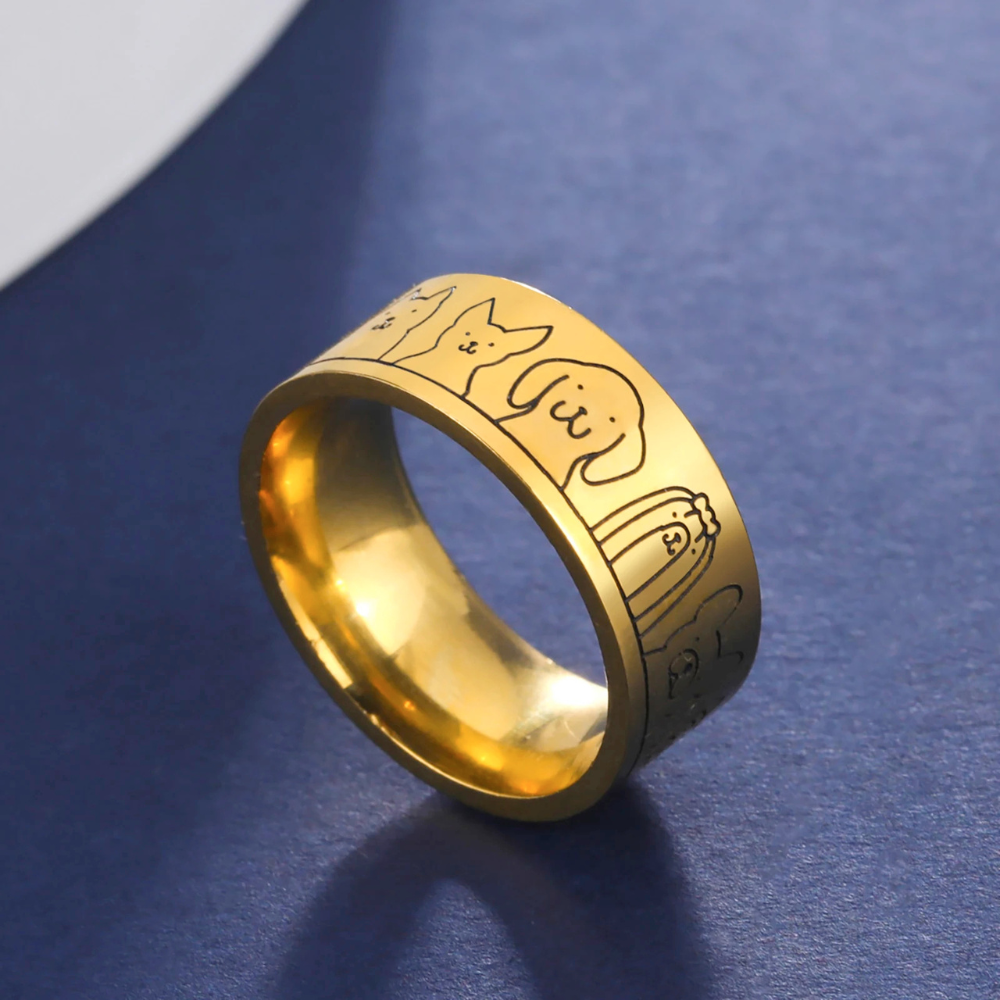 Bague Dessin de Chiens or