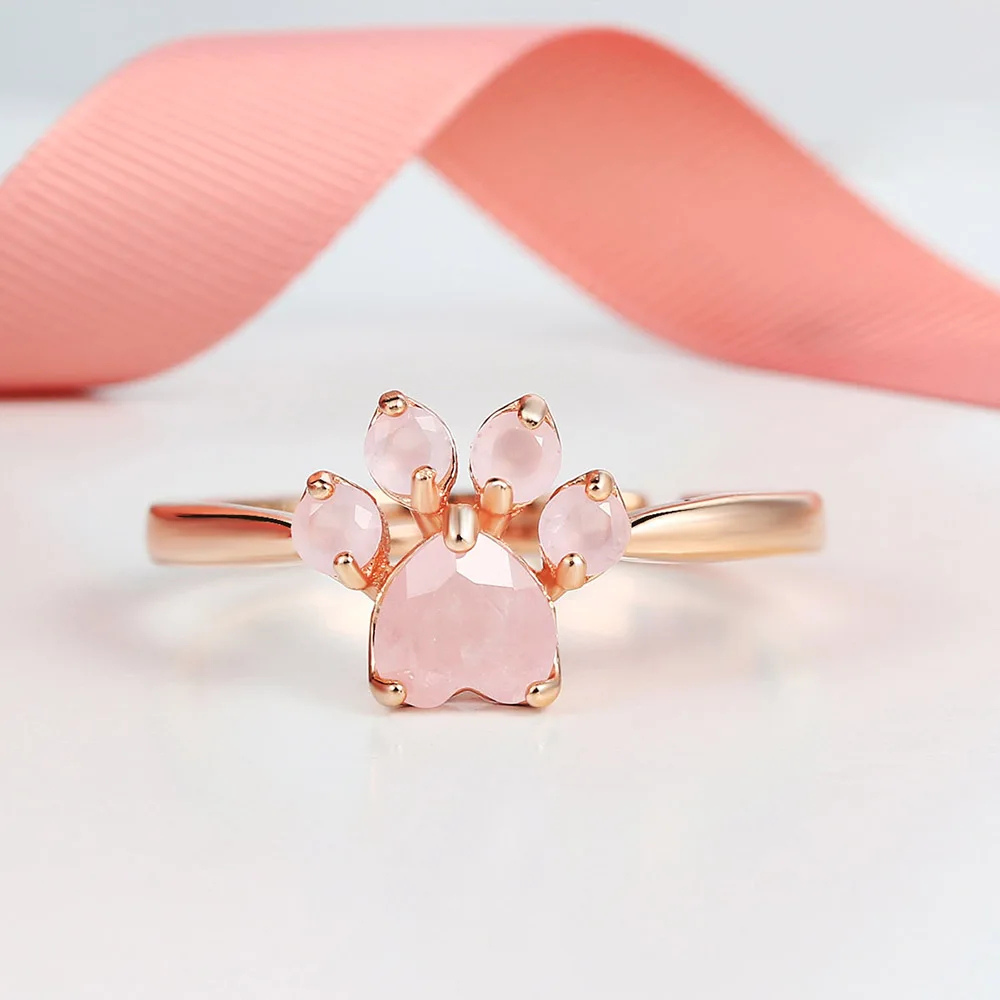 Bague Patte de Chien Rose