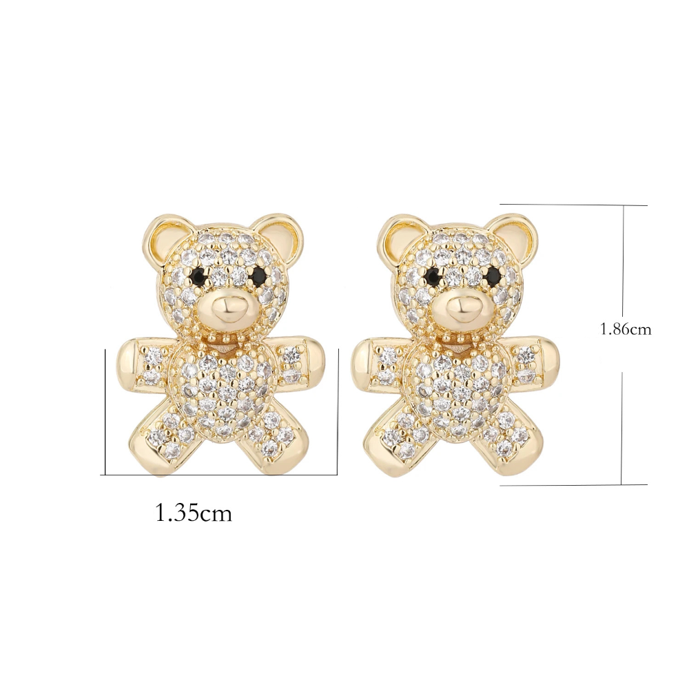 Boucles d'Oreilles Ourson Doré femme
