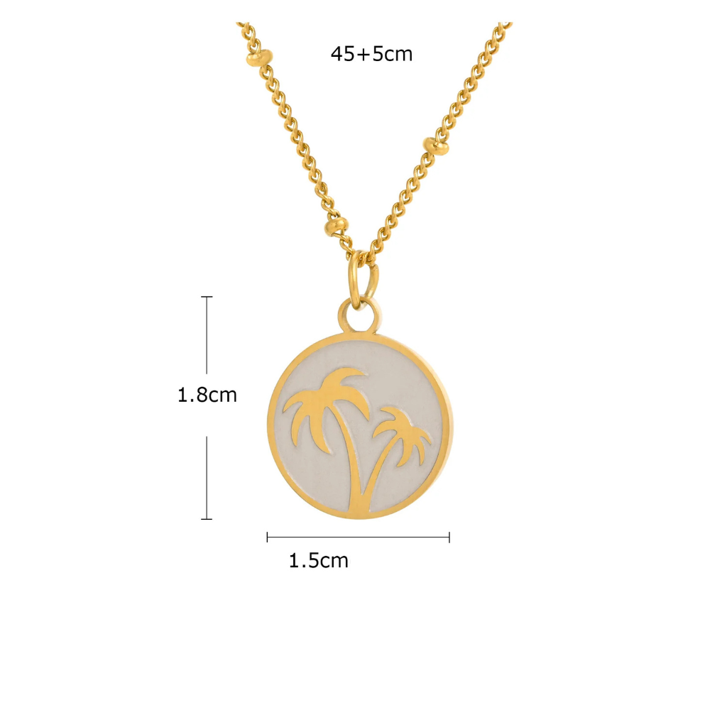 Collier Palmier Nacre Blanc pendentif
