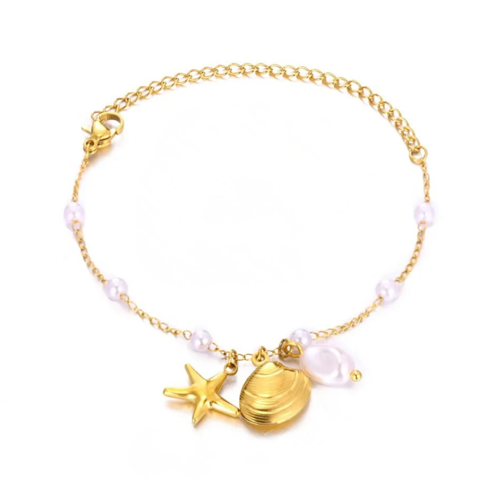Bracelet Charms Coquillage & Étoile de Mer