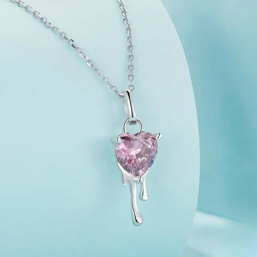 Collier Cœur Coulant rose