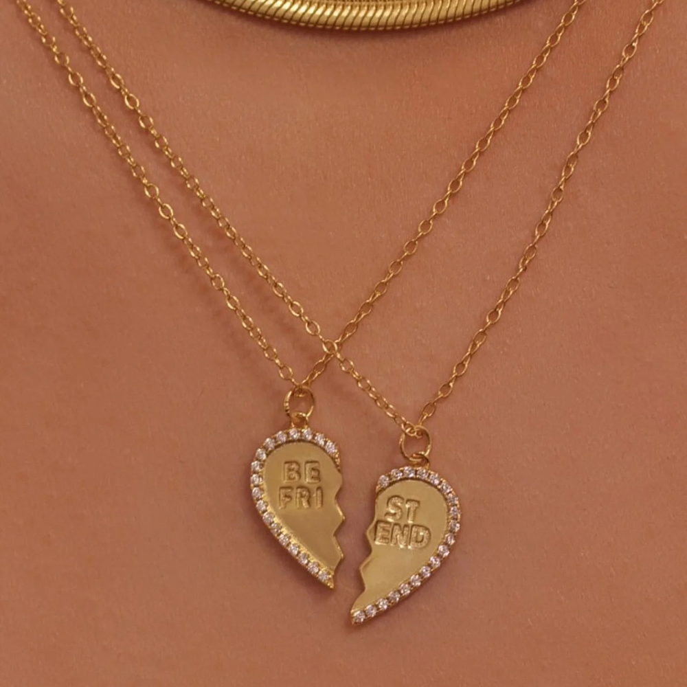 Double Collier moitié Coeur Best Friends