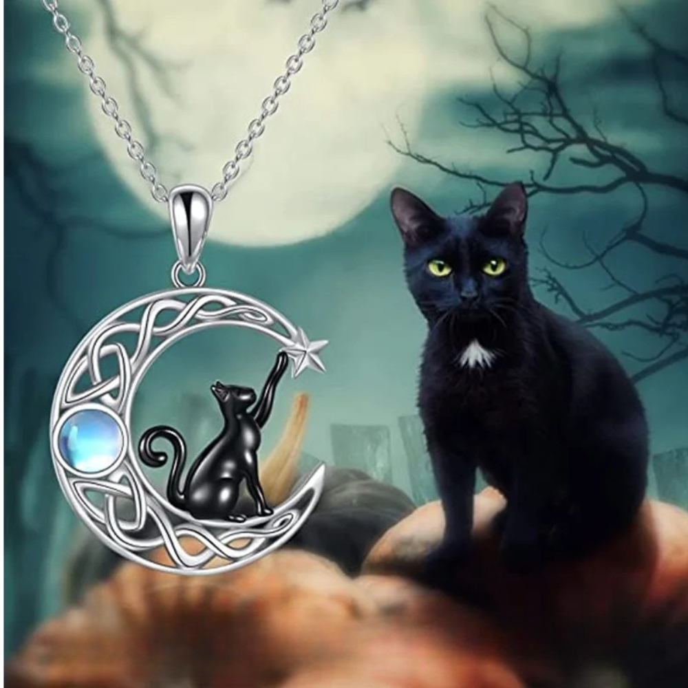 Collier Lune et Chat Noir femme