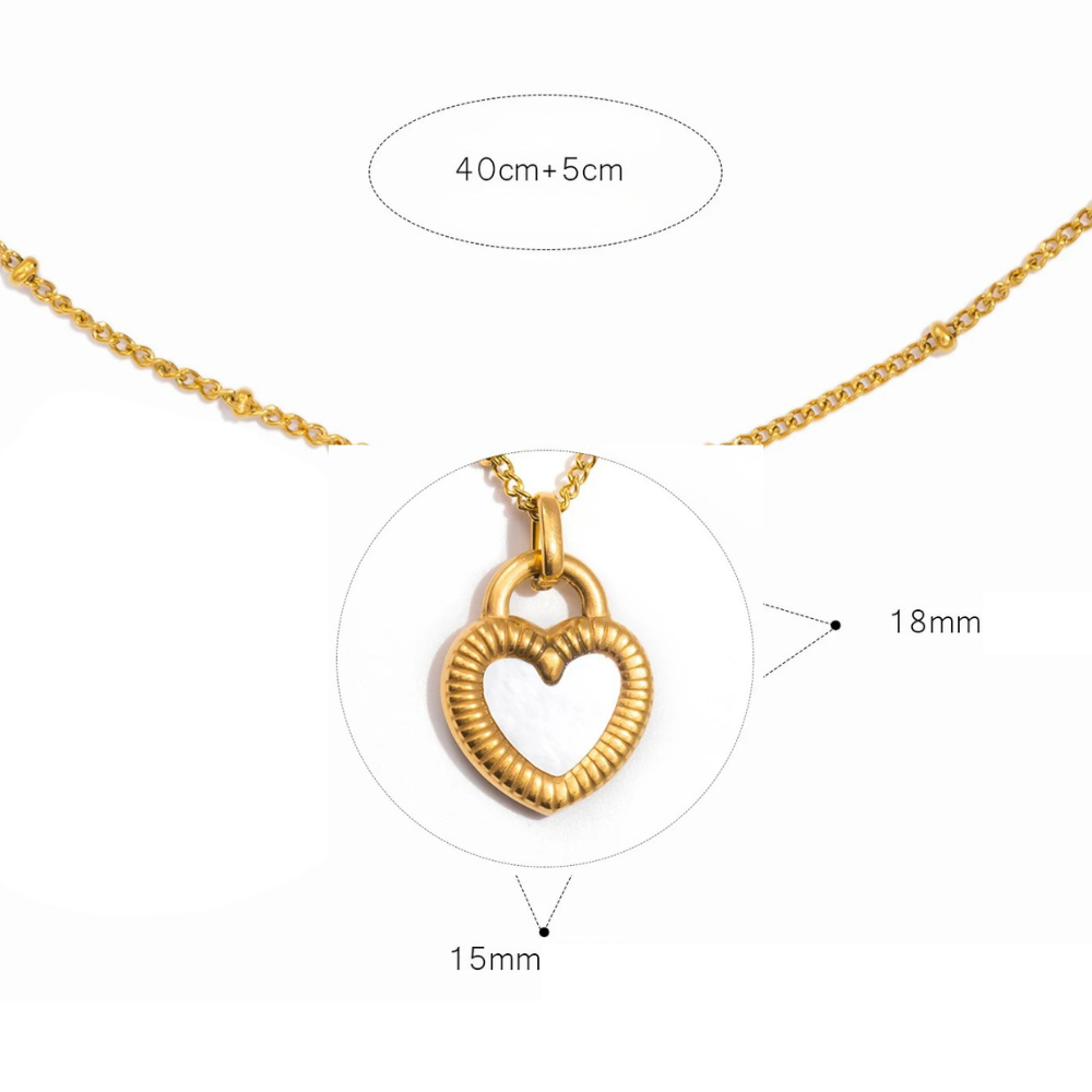 Collier Doré Coeur Blanc or