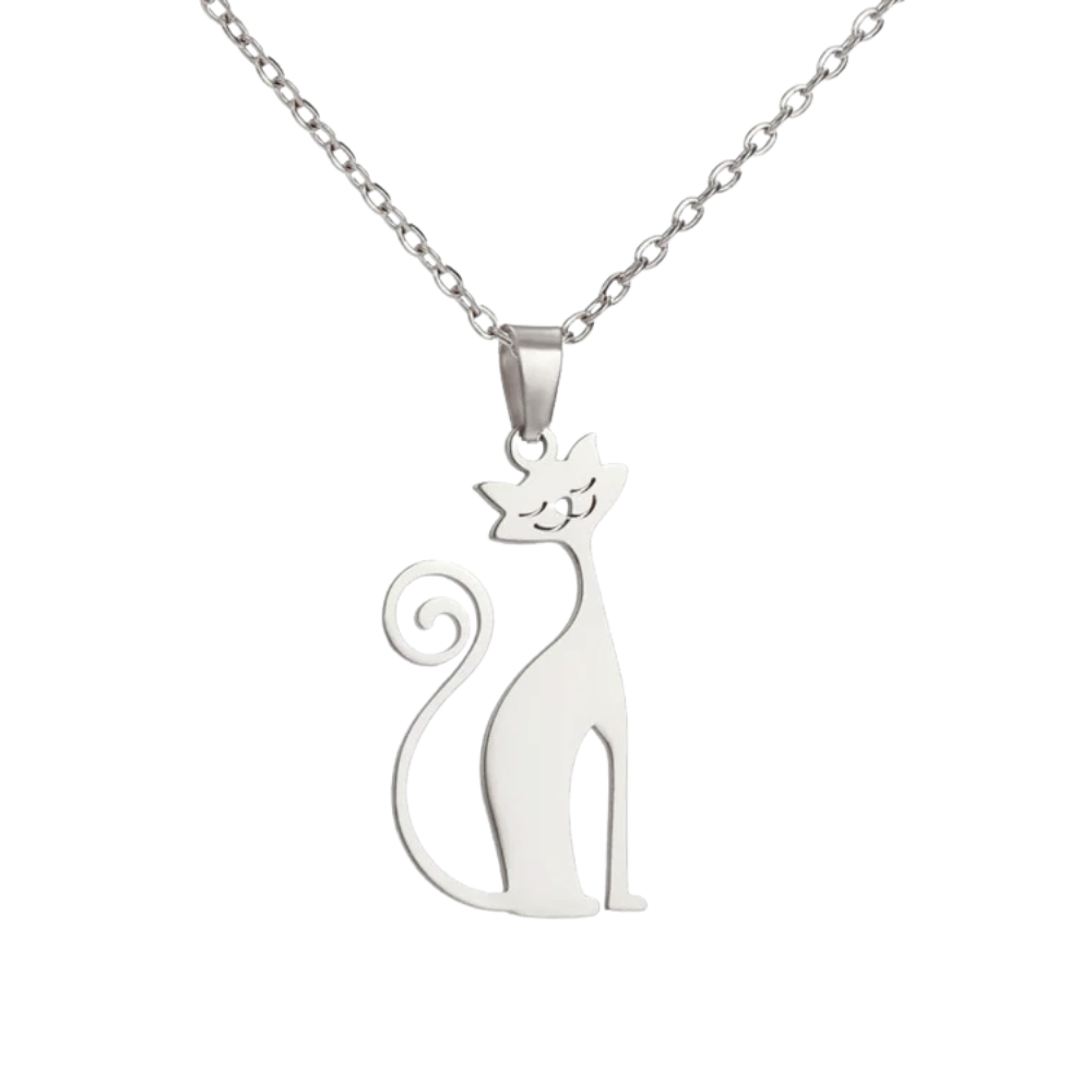 Collier Chat Stylisé acier