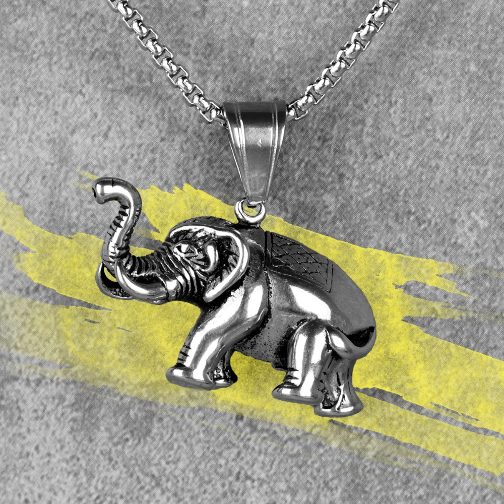 Collier pendentif Éléphant acier inox
