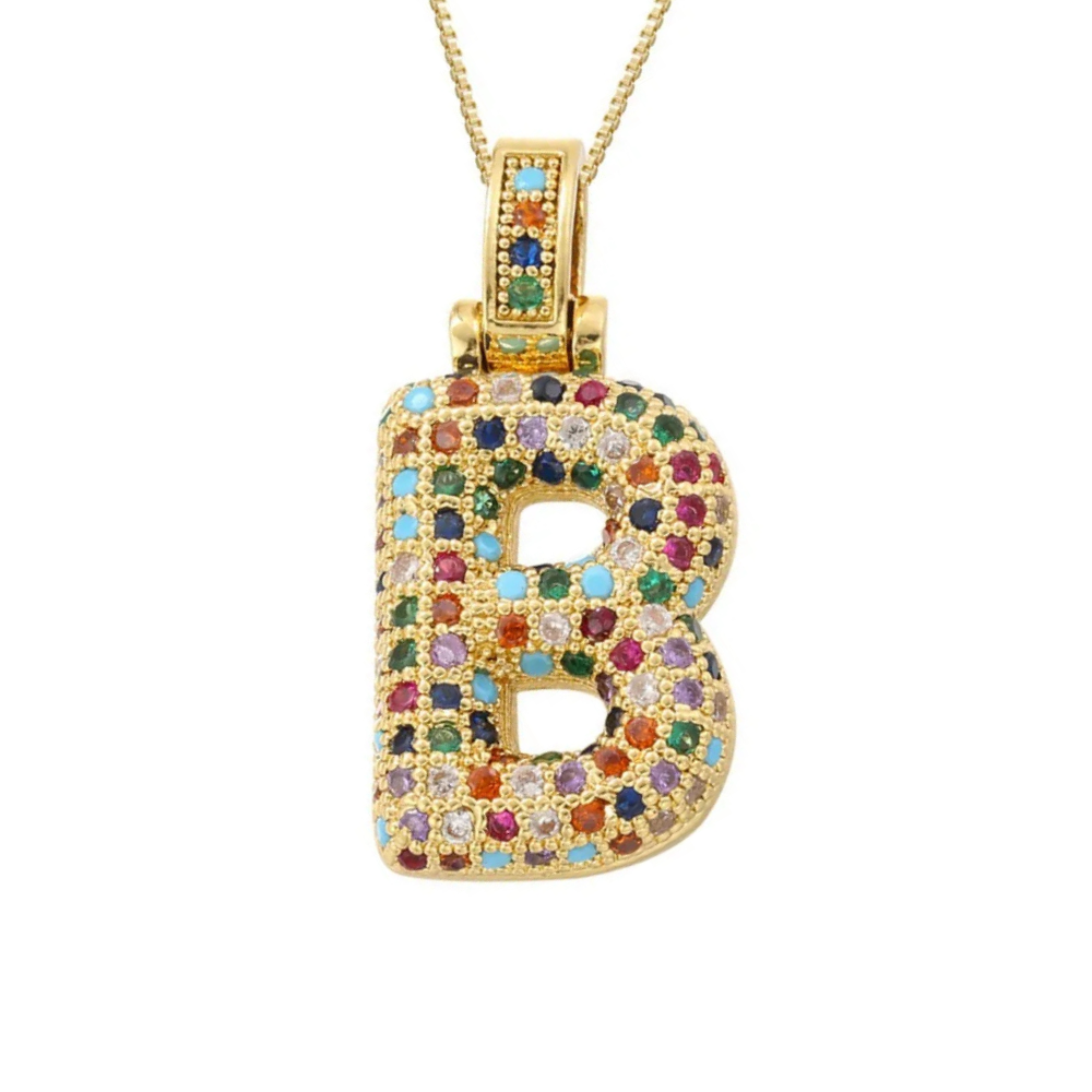Collier Lettre Bubble Couleur b